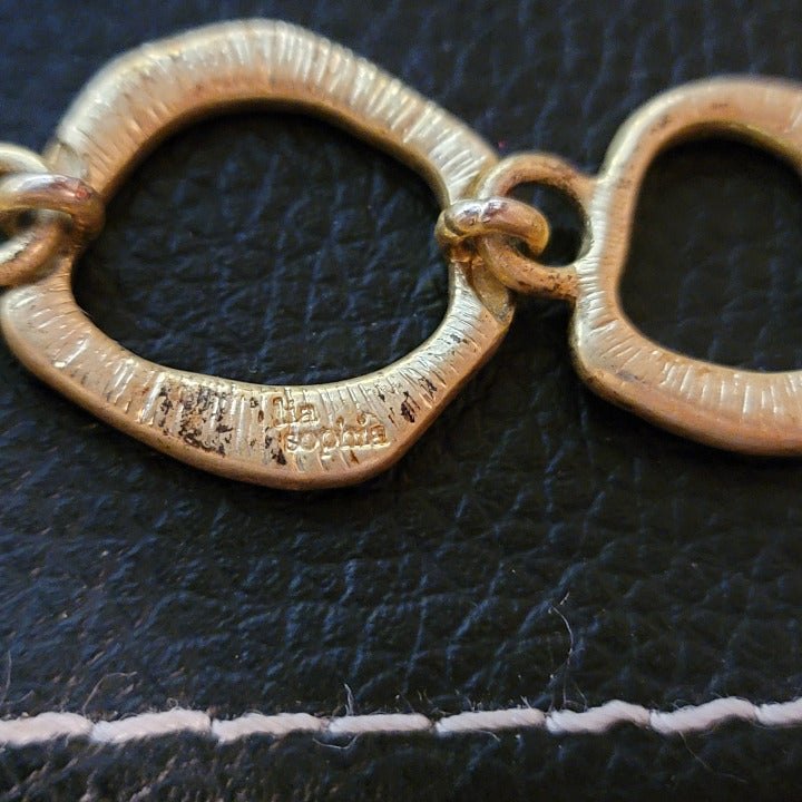 Gold Tone Lia Sophia Hammered Matte Graduated Link Bracelet