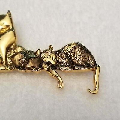 Gold Tone Sleeping Kittens Brooch