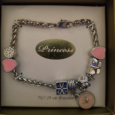 Silver Tone Charm Princess Bracelet