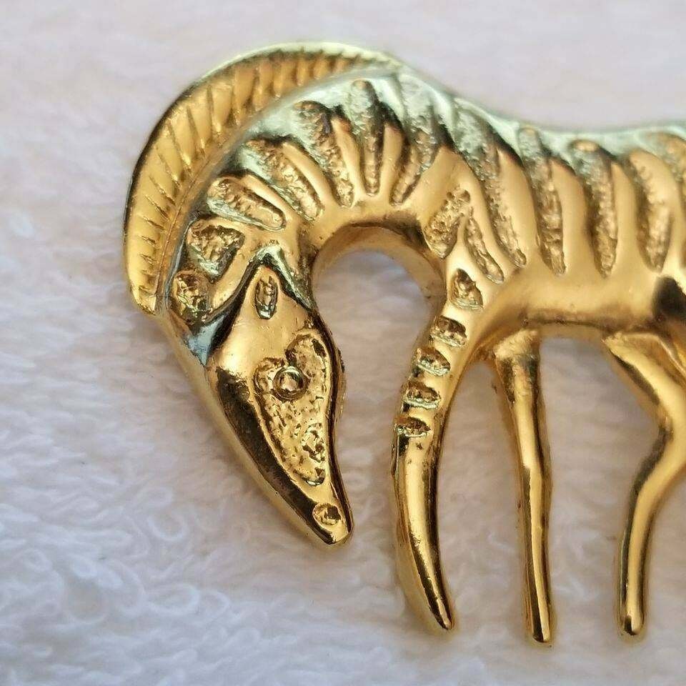 Gold Tone Zebra Brooch