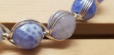 Handmade Wire Wrapped Blue Beaded Bracelet