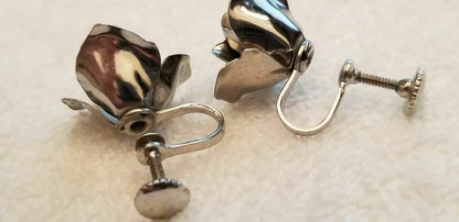 Vintage Silver Tone Screw Back Earrings
