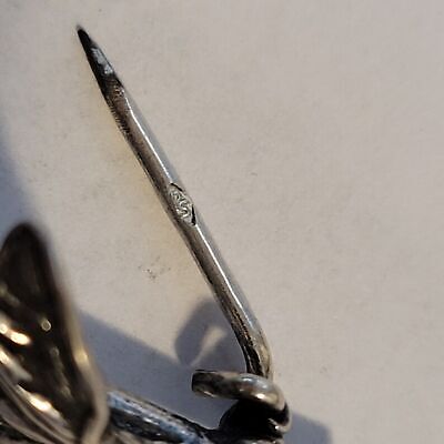 Silver Amber Rose Brooch