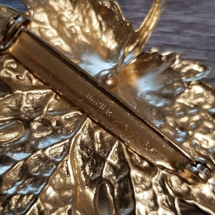 Vintage Napier Gold Tone Leaf