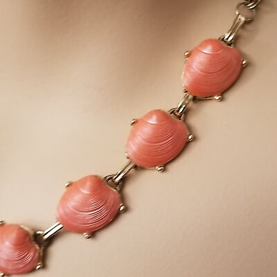 Vintage Coral Color Shell Necklace