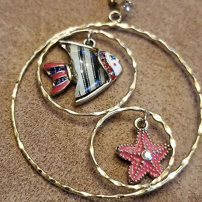 Gold Tone Fish Hoop Earrings