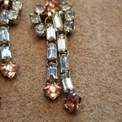 Gold Tone Rhinestone Dangle Earrings