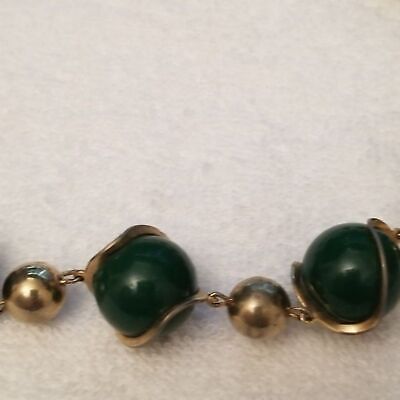 Vintage Green & Gold Tone Necklace