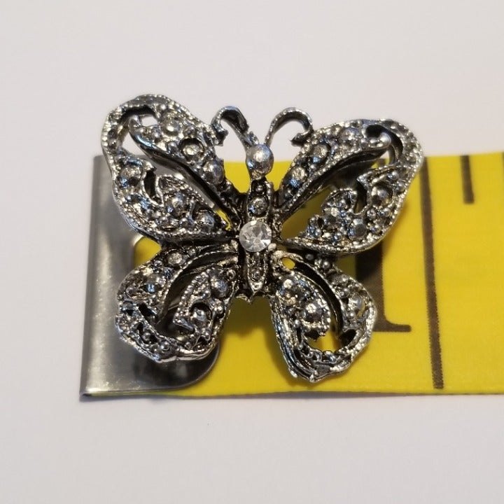 Small 1" Silver Tone Butterfly Brooch Pin