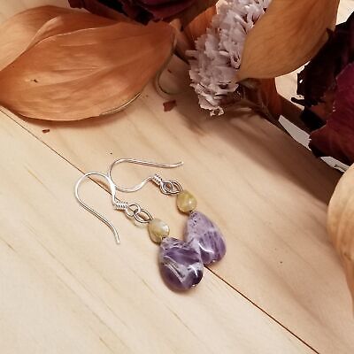Handmade Amethyst Sapphire Bead Earrings