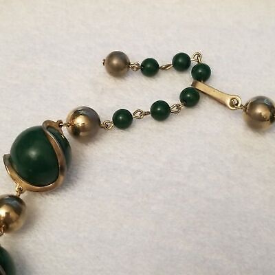 Vintage Green & Gold Tone Necklace