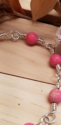 Handmade Pink & Silver Chain Bracelet
