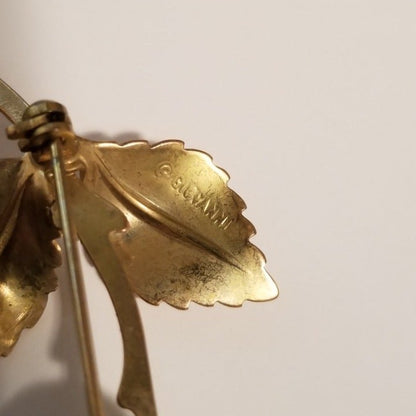 Vintage Gold Tone Rose Brooch Pin