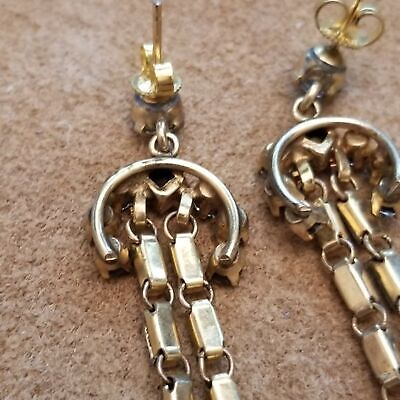 Gold Tone Rhinestone Dangle Earrings