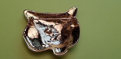 Gold Tone Green Eyed Tiger Brooch