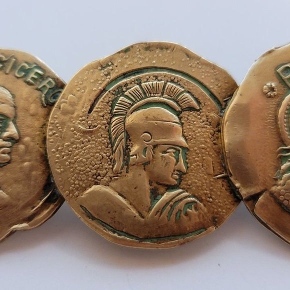 Vintage ROMA Copper Coin Brooch