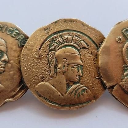 Vintage ROMA Copper Coin Brooch