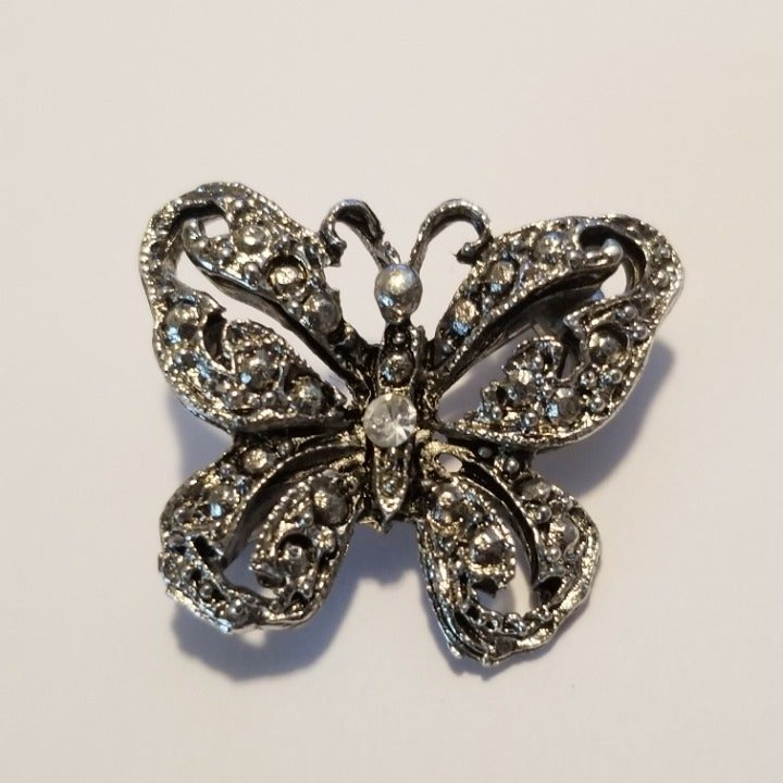 Small 1" Silver Tone Butterfly Brooch Pin