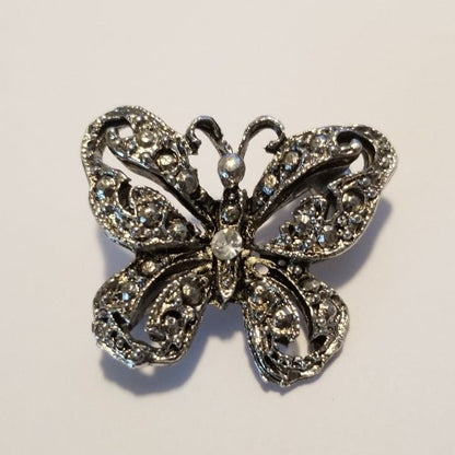 Small 1" Silver Tone Butterfly Brooch Pin