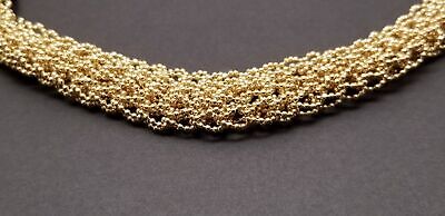Gold Tone Rolled Mesh Necklace