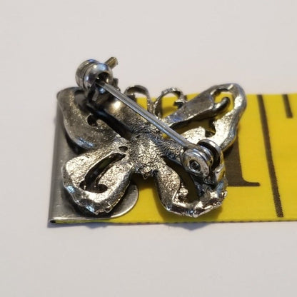 Small 1" Silver Tone Butterfly Brooch Pin
