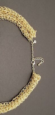 Gold Tone Rolled Mesh Necklace