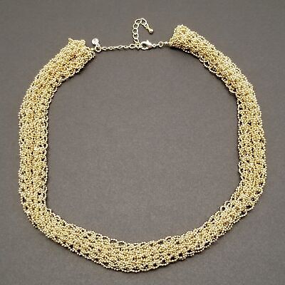 Gold Tone Rolled Mesh Necklace