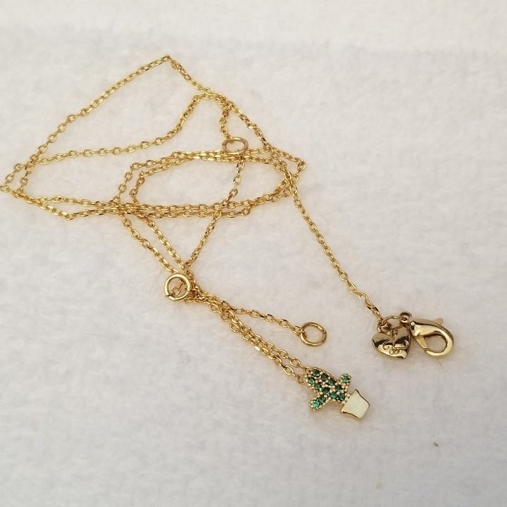 Tiny Cactus Charm Necklace