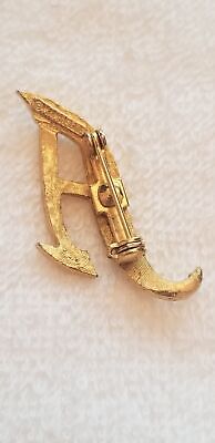Vintage Gold Tone Letter A Brooch
