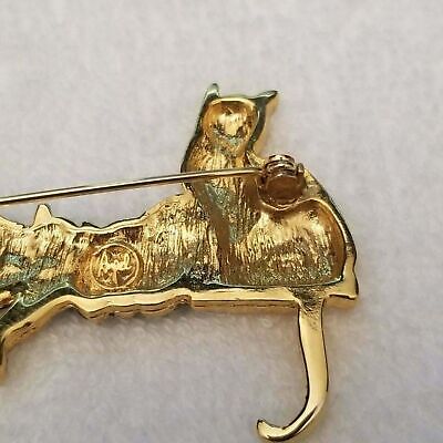 Gold Tone Sleeping Kittens Brooch