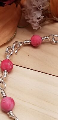 Handmade Pink & Silver Chain Bracelet