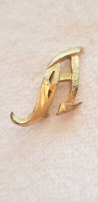 Vintage Gold Tone Letter A Brooch