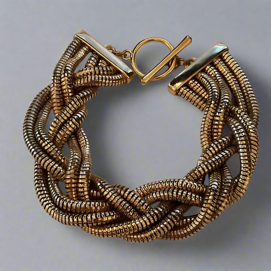Gold Tone Braided Chain Bracelet