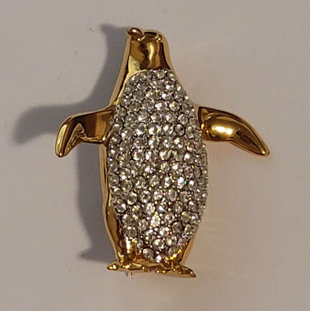 Vintage Krementz Rhinestone Penguin Brooch