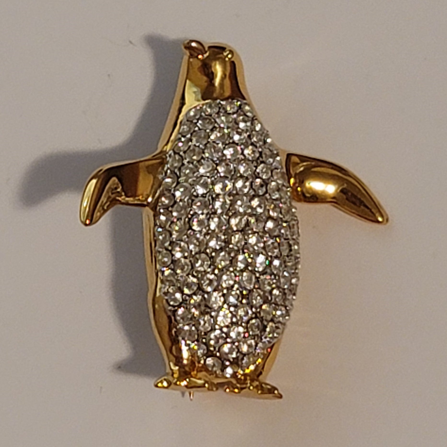 Vintage Krementz Rhinestone Penguin Brooch