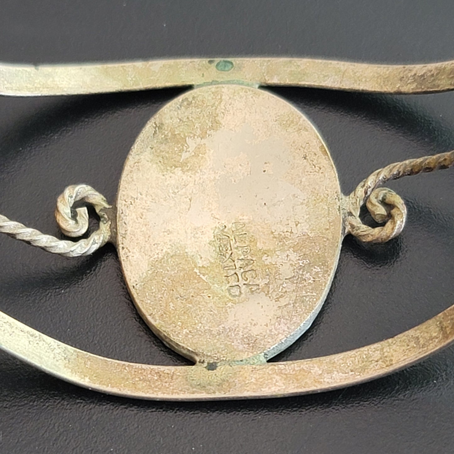 Vintage Mother of Pearl Abalone Grape Enamel Cuff Bracelet