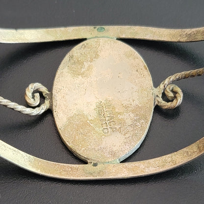 Vintage Mother of Pearl Abalone Grape Enamel Cuff Bracelet