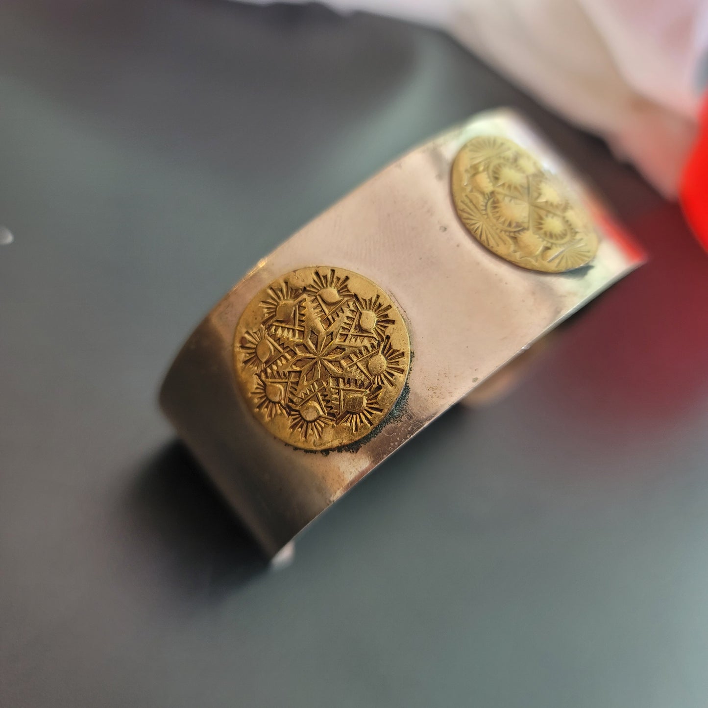 Vintage Silver Tone Brass Cuff Bracelet