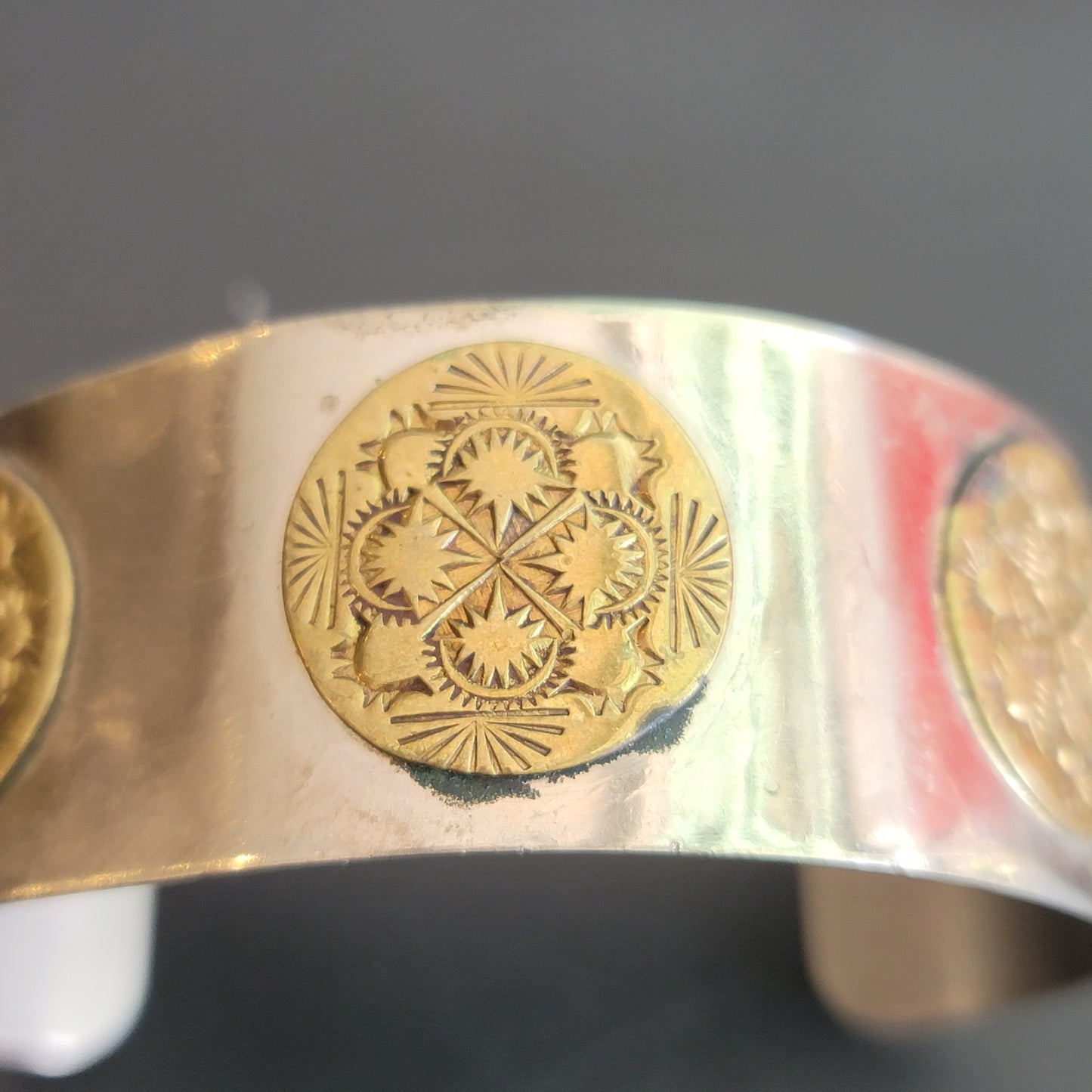 Vintage Silver Tone Brass Cuff Bracelet