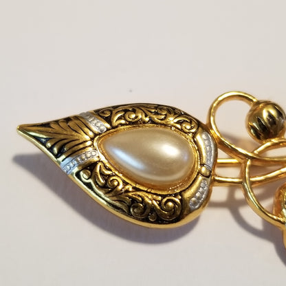 Vintage Toledoware Gold Tone Brooch