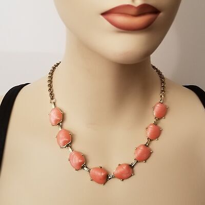 Vintage Coral Color Shell Necklace