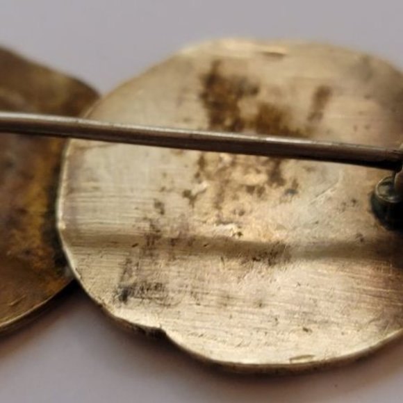 Vintage ROMA Copper Coin Brooch