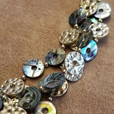 Abalone Disk Bead Multi Strand Necklace