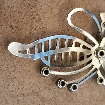 Vintage Silver Tone Rhinestone Brooch Pendant