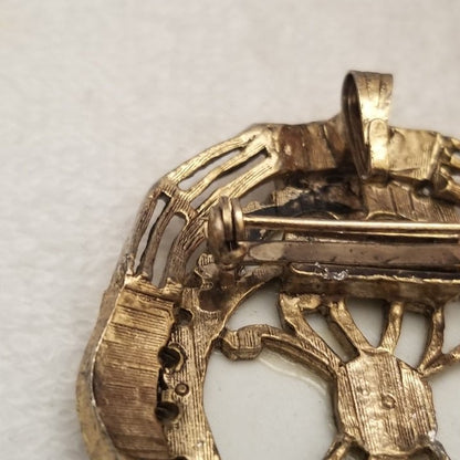 Vintage Hand Painted Flower Ceramic Brooch