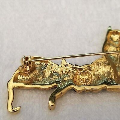 Gold Tone Sleeping Kittens Brooch