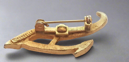 Vintage Gold Tone Letter A Brooch