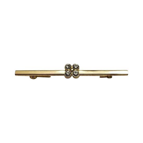 Gold Vintage Tone Rhinestone Bar Brooch
