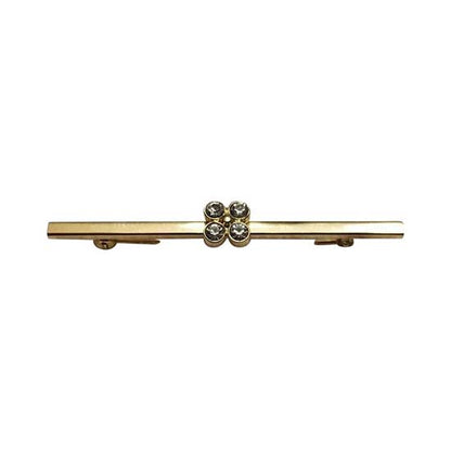 Gold Vintage Tone Rhinestone Bar Brooch