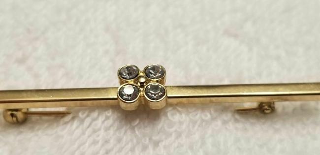 Gold Vintage Tone Rhinestone Bar Brooch